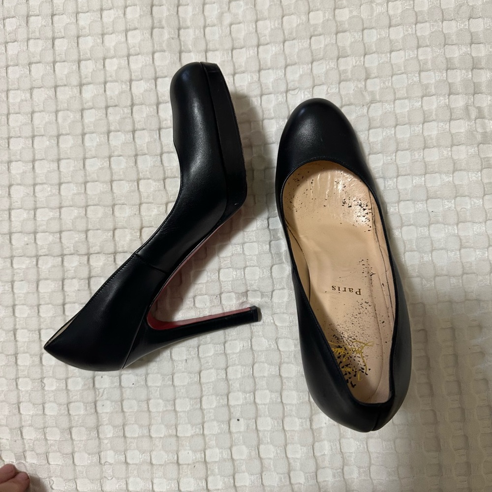 Christian Louboutin Bruges 120mm Platform Heels Black Calf Leather sz 39.5